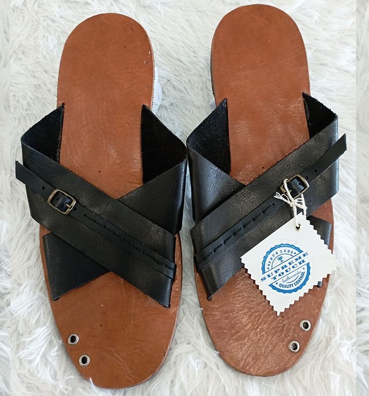 Jabari Leather Cross Strap Slide - Image 2