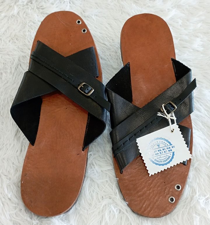 Jabari Leather Cross Strap Slide - Image 3
