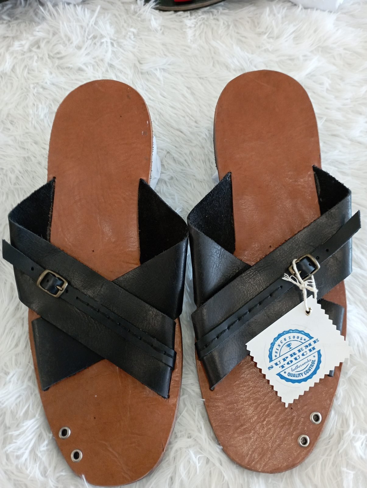 Jabari Leather Cross Strap Slide - Image 4