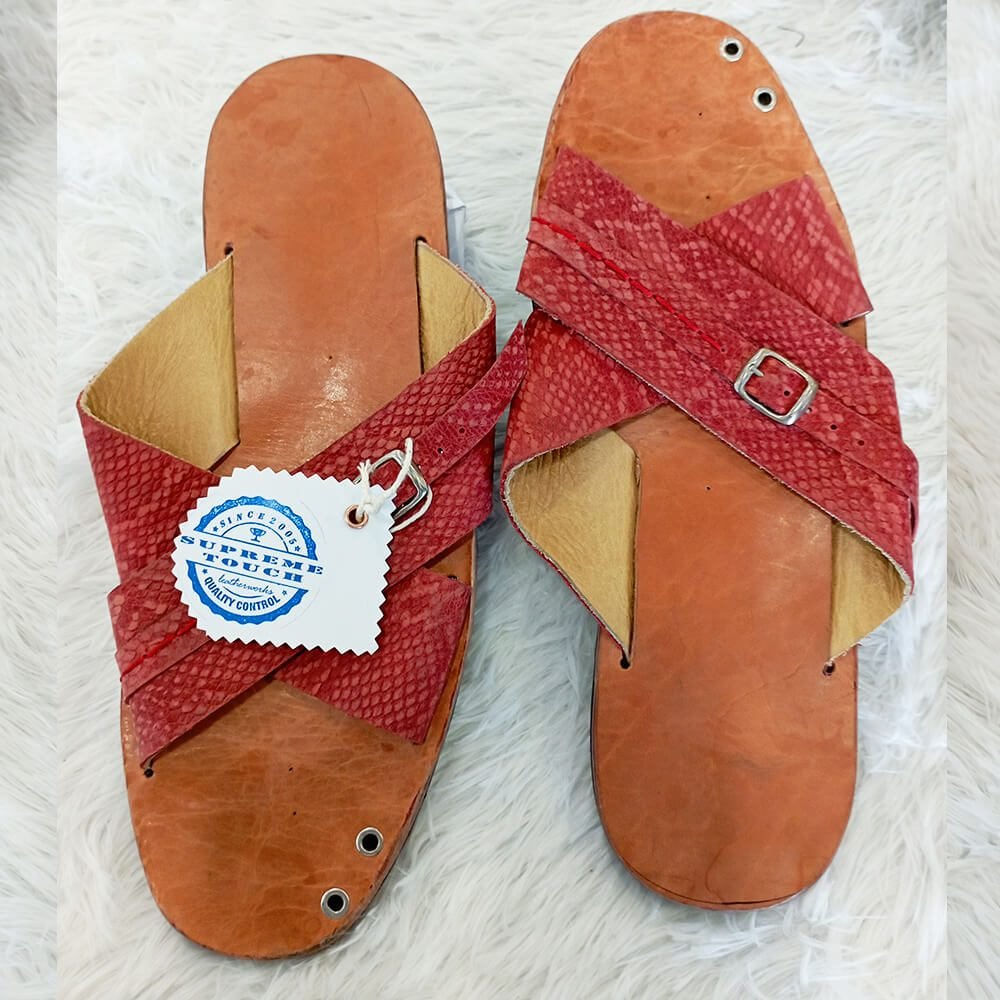 Jabari Leather Cross Strap Slide - Image 8