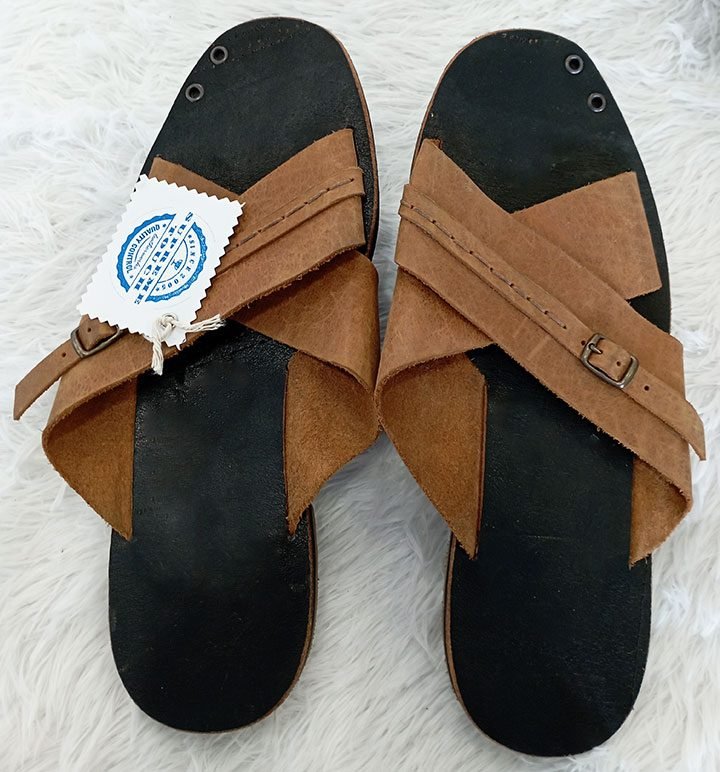 Jabari Leather Cross Strap Slide - Image 6