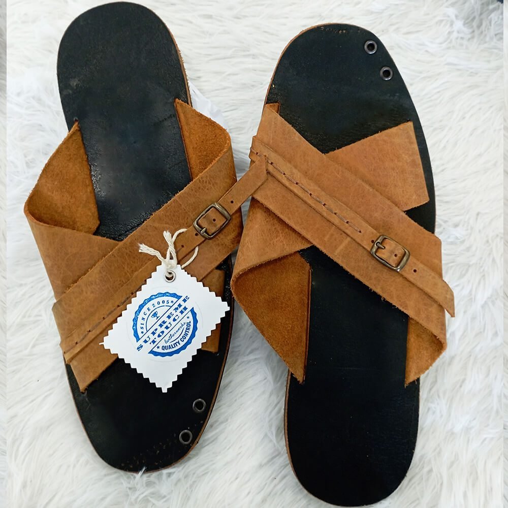 Jabari Leather Cross Strap Slide - Image 5