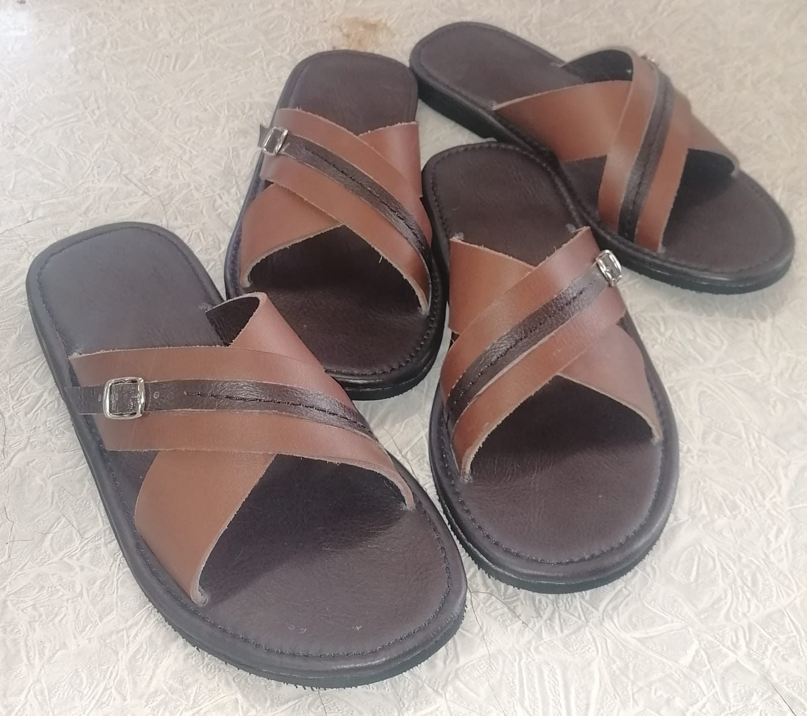 Nuru Leather Cross Strap Sandal - Image 2